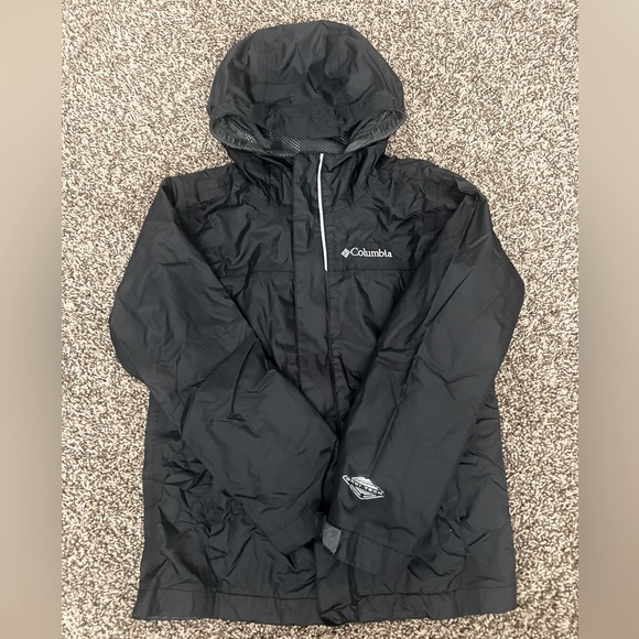Columbia waterproof kids unisex black rain jacket size XS 5/6 - Picture 1 of 5